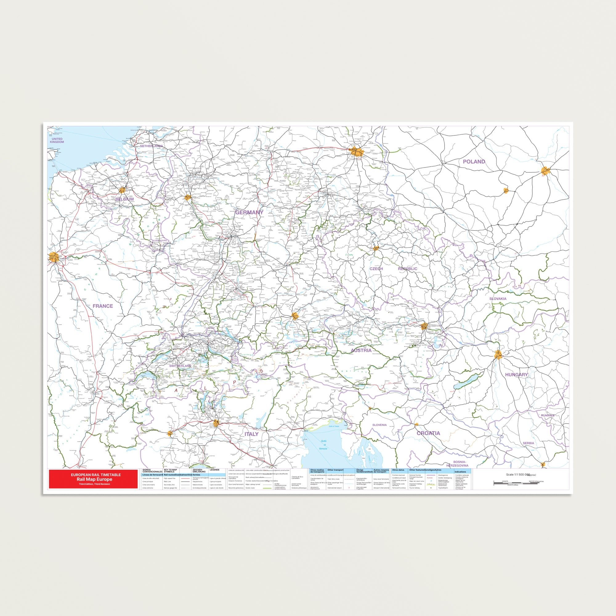 Rail Map Europe – Folded Print